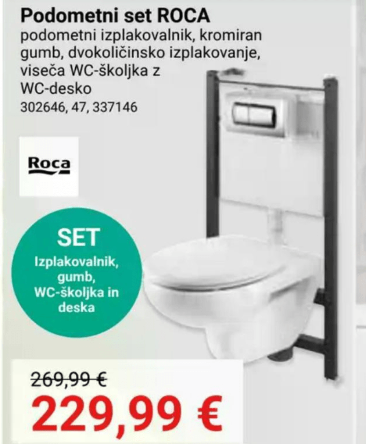 Podometni set ROCA - Akcija v trgovini Pevex