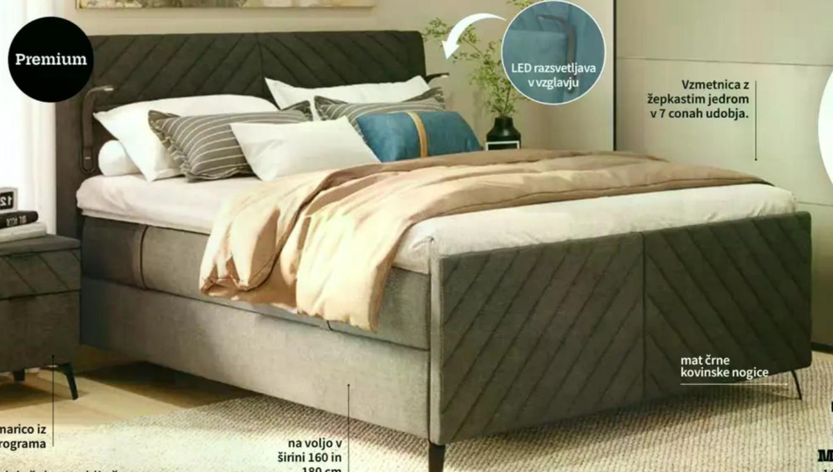 MAKARI boxspring postelja 160 x 200 cm - Akcija v trgovini Prima