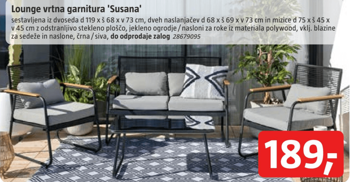 Lounge vrtna garnitura 'Susana' - Akcija v trgovini Bauhaus