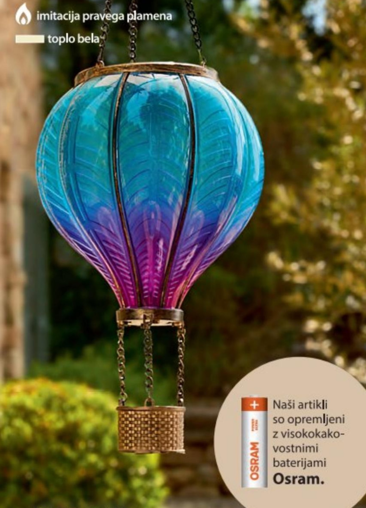 Solarna svetilka - balon na vroč zrak cca 45 cm - Akcija v trgovini NKD