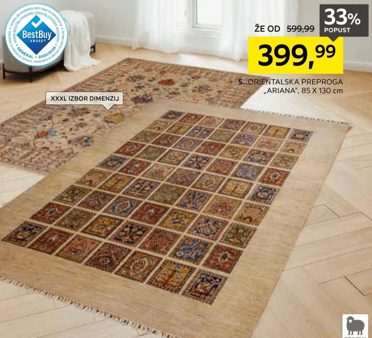 Orientalska preproga „Ariana" 85 X 130 cm - Akcija v trgovini Lesnina