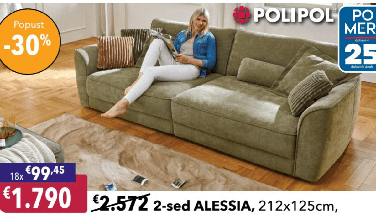Polipol 2-sed ALESSIA - Akcija v trgovini Harvey Norman