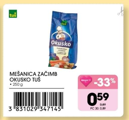 Mešanica začimb Okusko Tuš 250 g - Akcija v trgovini Tuš