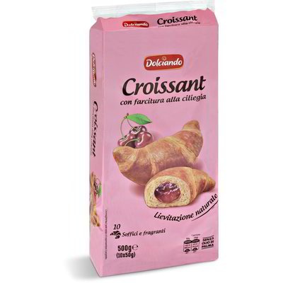 Rogljiči s češnjevim polnilom Dolciando Croissant 10 kosov, 500 g - Akcija v trgovini Eurospin
