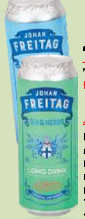 Mešana Alkoholna Pijača Gin & Rose, Gin & Tonic ali Gin & Herbs 0,5 l Johan Freitag - Akcija v trgovini E.Leclerc