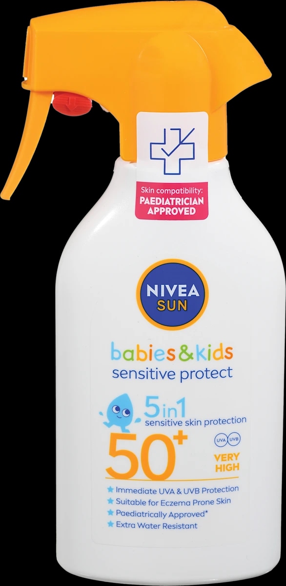 NIVEA SUN Babies & Kids Sensitive Protect otroški sprej za zaščito pred soncem 250 ml - Akcija v trgovini Dm