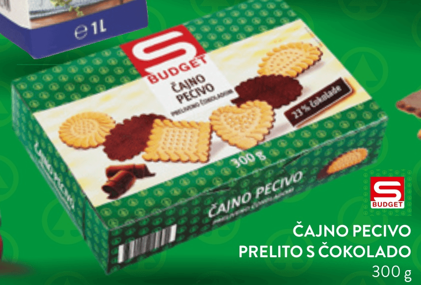 S-Budget Čajno pecivo prelito s čokolado 300 g - Akcija v trgovini Spar