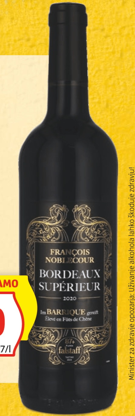 Bordeaux Superieur Barrique 0,75 l FRANCOIS NOBLECOUR - Akcija v trgovini Hofer