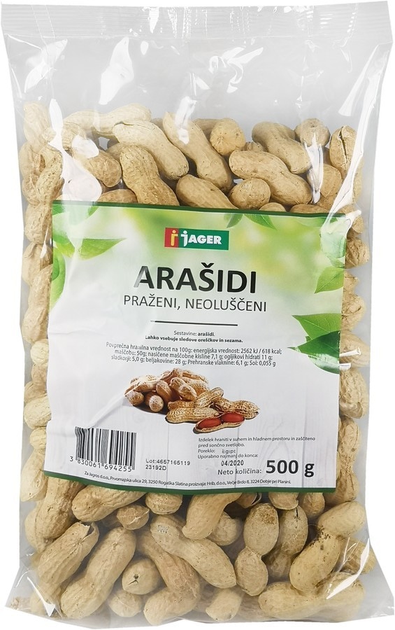 Praženi Arašidi 500 g Jager - Akcija v trgovini Jager