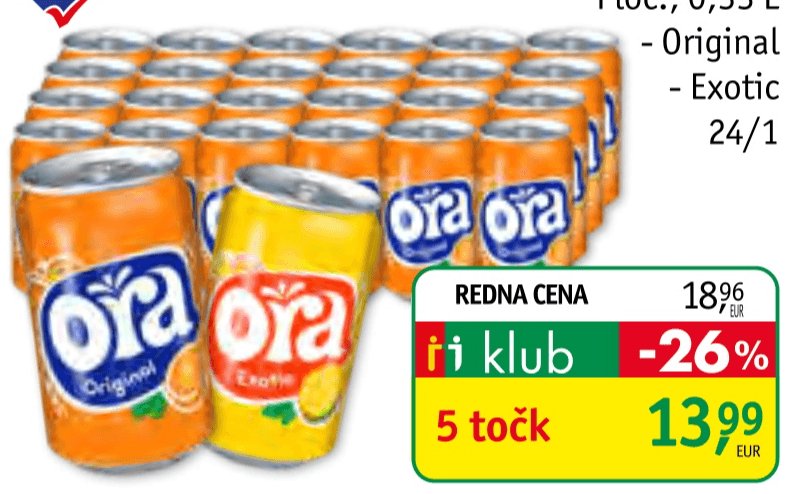 Pijača Ora 0,33 L - Akcija v trgovini Jager