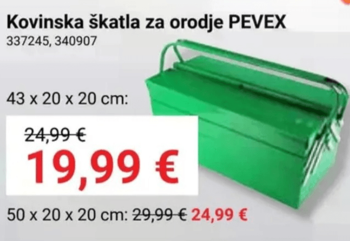 Kovinska škatla za orodje PEVEX - Akcija v trgovini Pevex