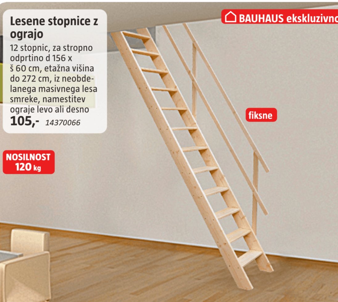 Lesene stopnice z ograjo - Akcija v trgovini Bauhaus
