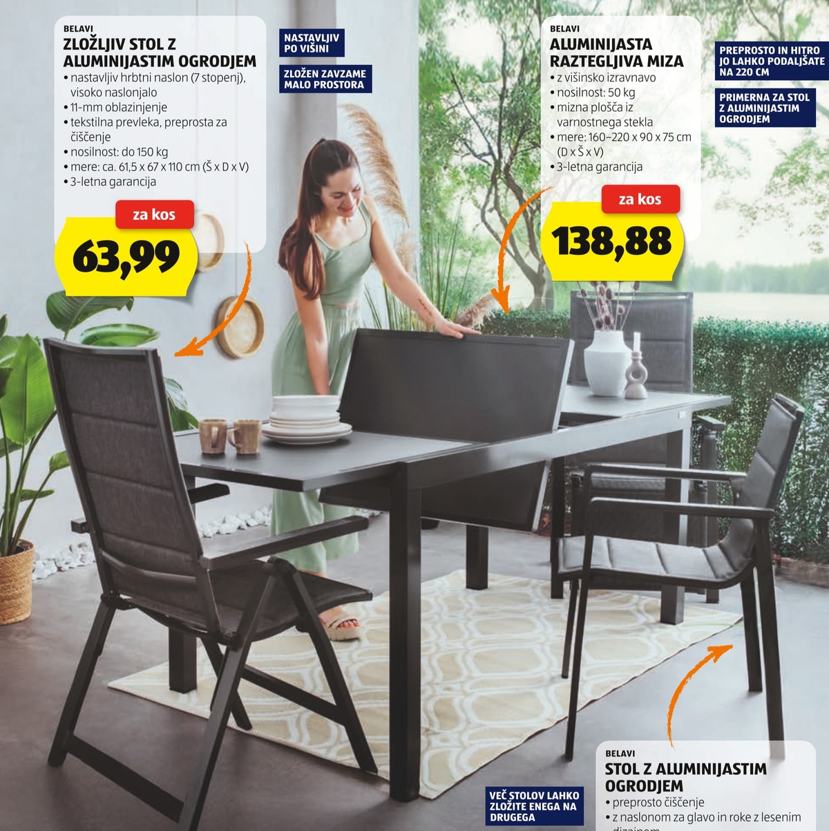 Aluminijasta raztegljiva miza BELAVI - Akcija v trgovini Hofer