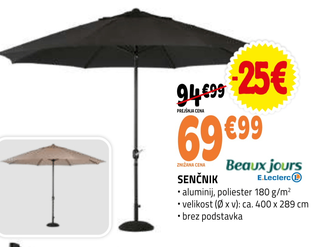 SENČNIK Beaux jours E.Leclerc - Akcija v trgovini E.Leclerc