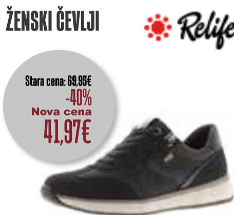 Ženski čevlji Relife - Akcija v trgovini Jager