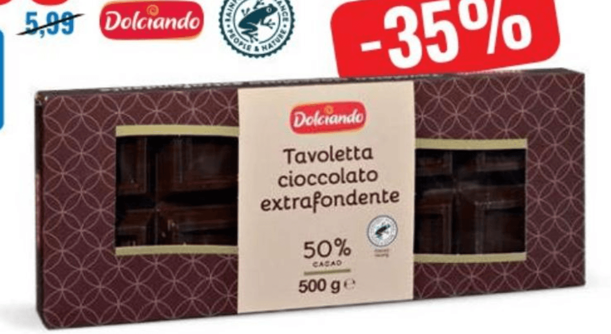 Temna čokolada Dolciando 500 g - Akcija v trgovini Eurospin