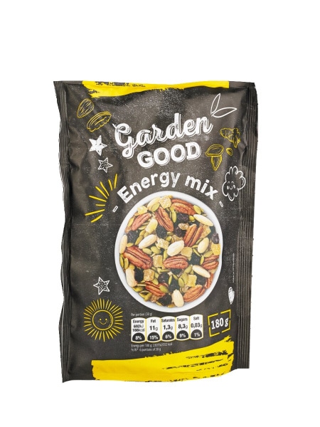 Mešanica suhih oreščkov s sadjem in semeni Garden Good 180 g - Akcija v trgovini Mercator