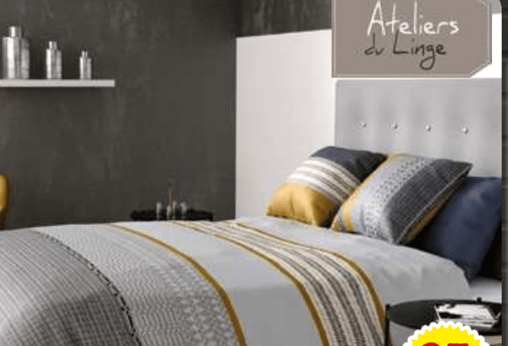 Posteljni komplet "Elka" 240 x 220 + 2x 63 x 63 cm Ateliers du Linge - Akcija v trgovini E.Leclerc