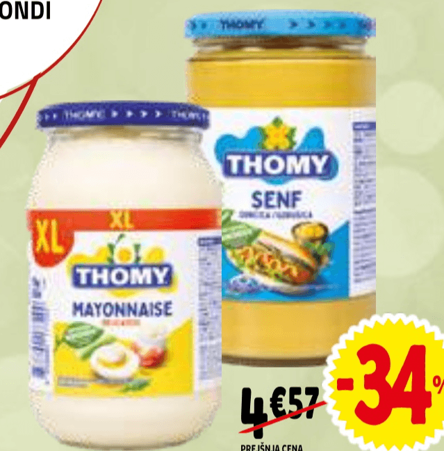 Gorčica ali majoneza Thomy 700 g ali 790 g - Akcija v trgovini E.Leclerc