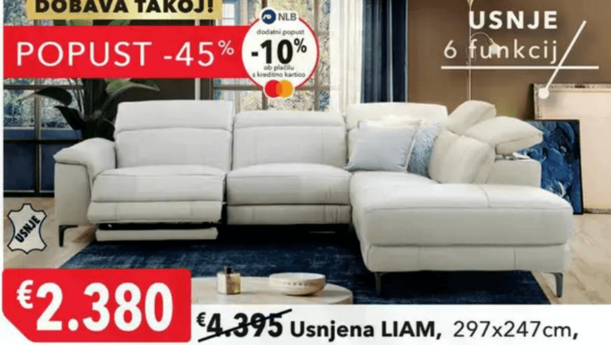 Usnjena LIAM - Akcija v trgovini Harvey Norman