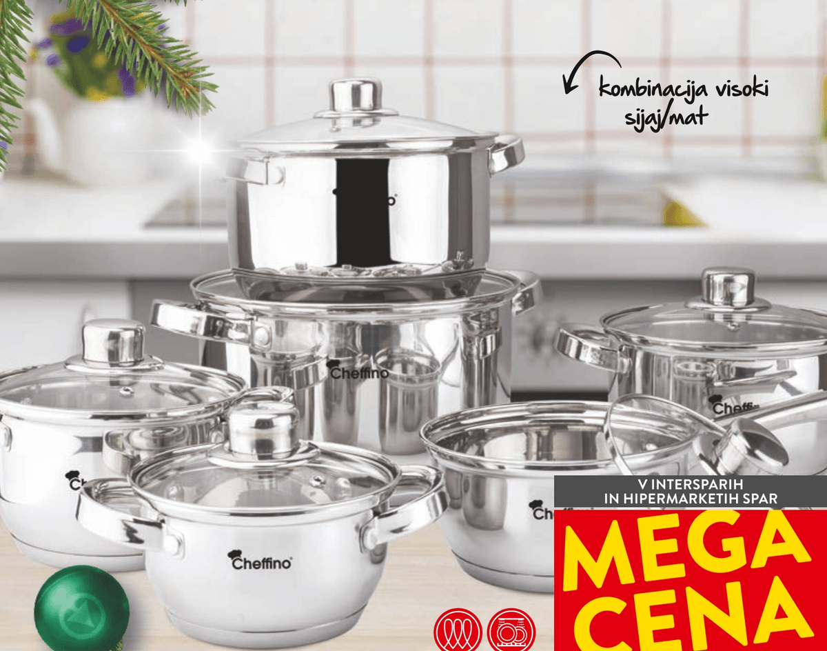 8-delni set posode Cheffino - Akcija v trgovini Spar