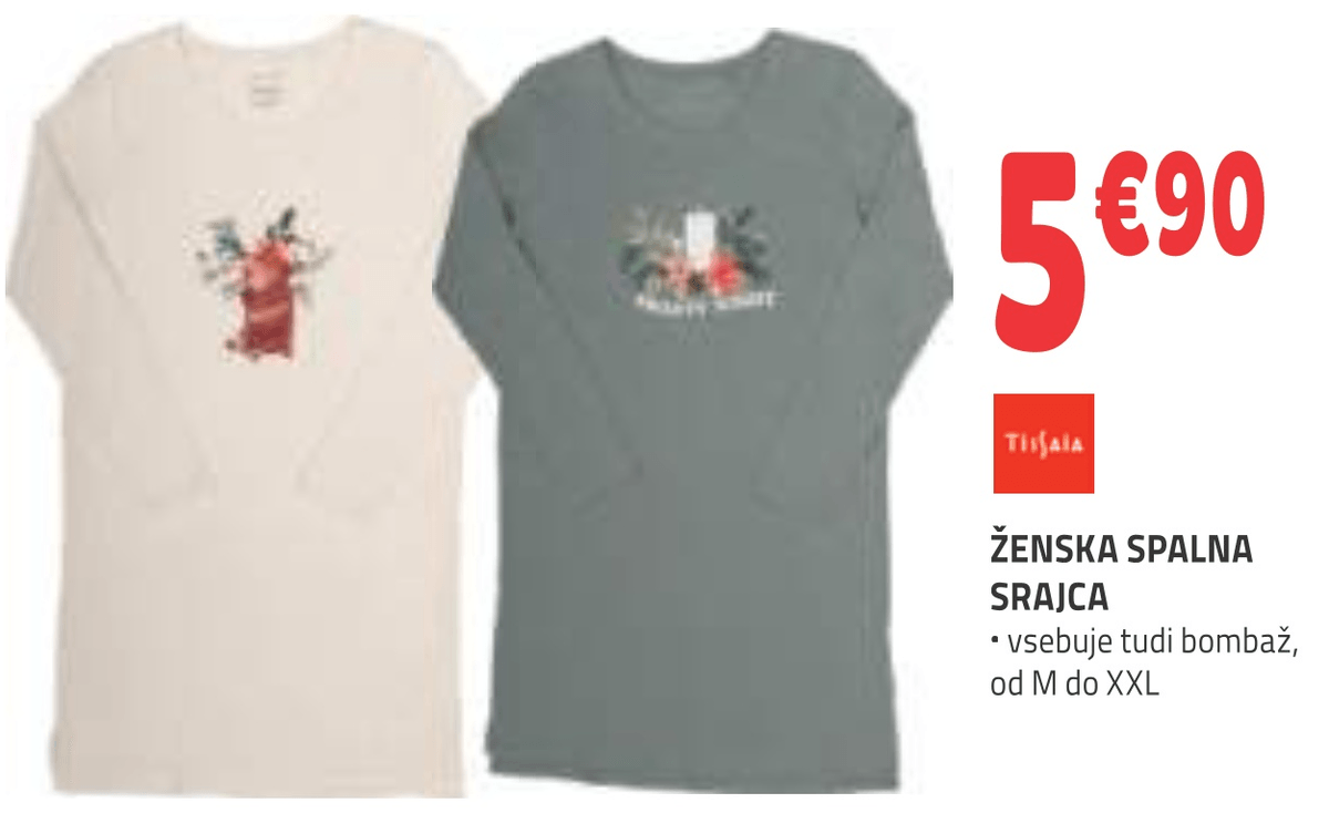 TiSaia Ženska spalna srajca - Akcija v trgovini E.Leclerc