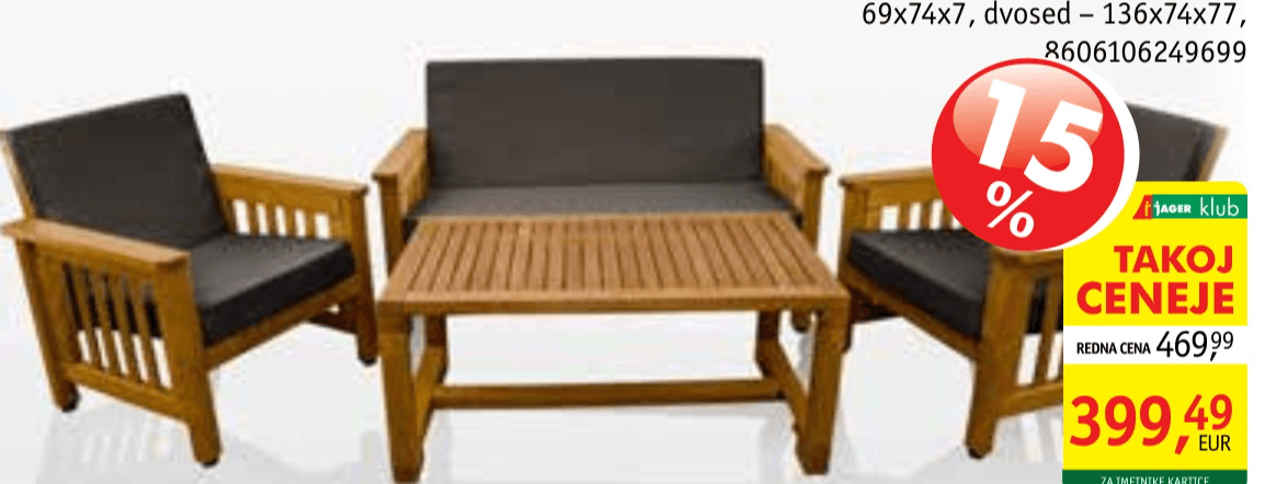 Vrtna granitura Lola Lux hrast 2 + 1 + 1 - Akcija v trgovini Jager