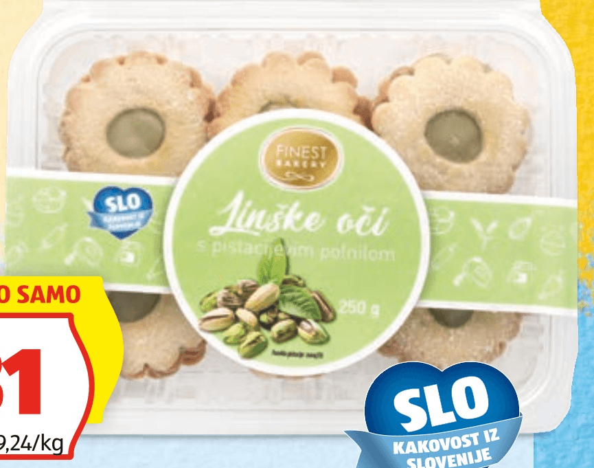 Finest Bakery Linške oči s pistacijo 250 g - Akcija v trgovini Hofer