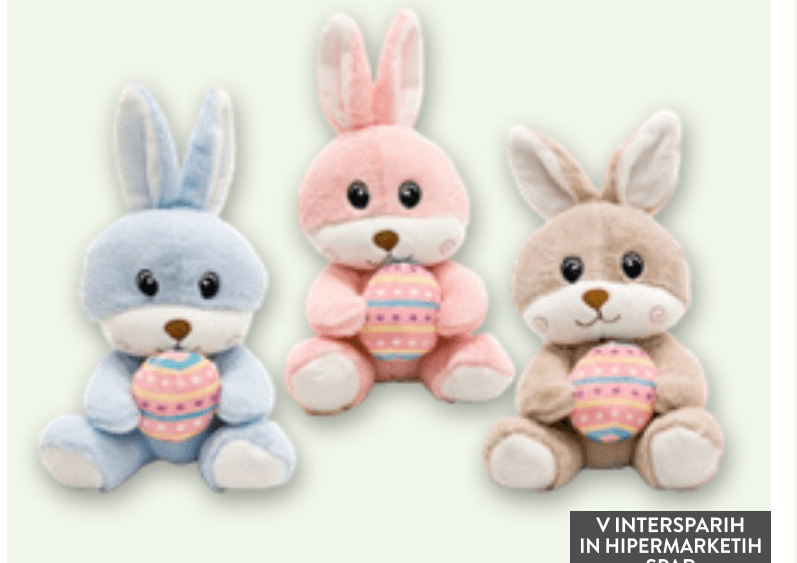 Plišasti zajček s pirhom - Akcija v trgovini Spar
