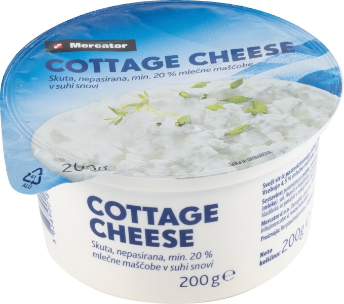 Zrnati sir Cottage Cheese Mercator 200 g - Akcija v trgovini Mercator