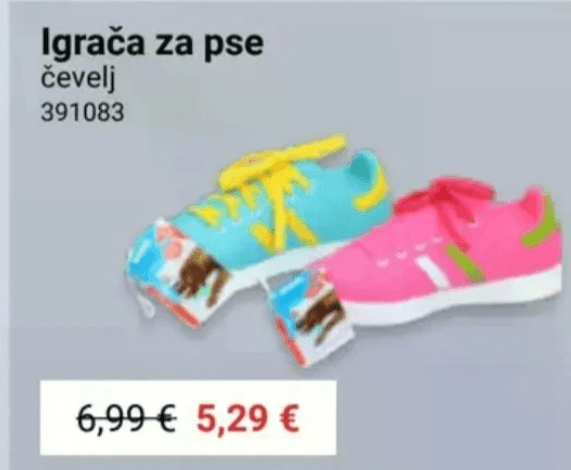 Igrača za pse čevelj - Akcija v trgovini Pevex