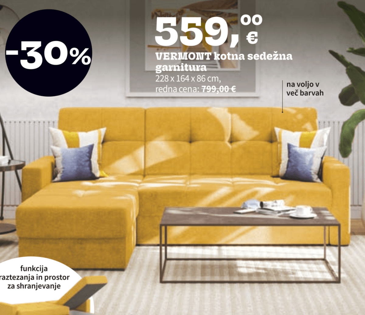 VERMONT kotna sedežna garnitura - Akcija v trgovini Prima