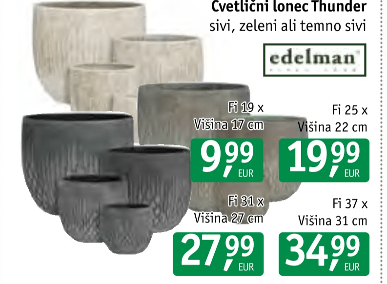 Cvetlični lonec Thunder Fi 19 x Višina 17 cm Edelman - Akcija v trgovini Jager
