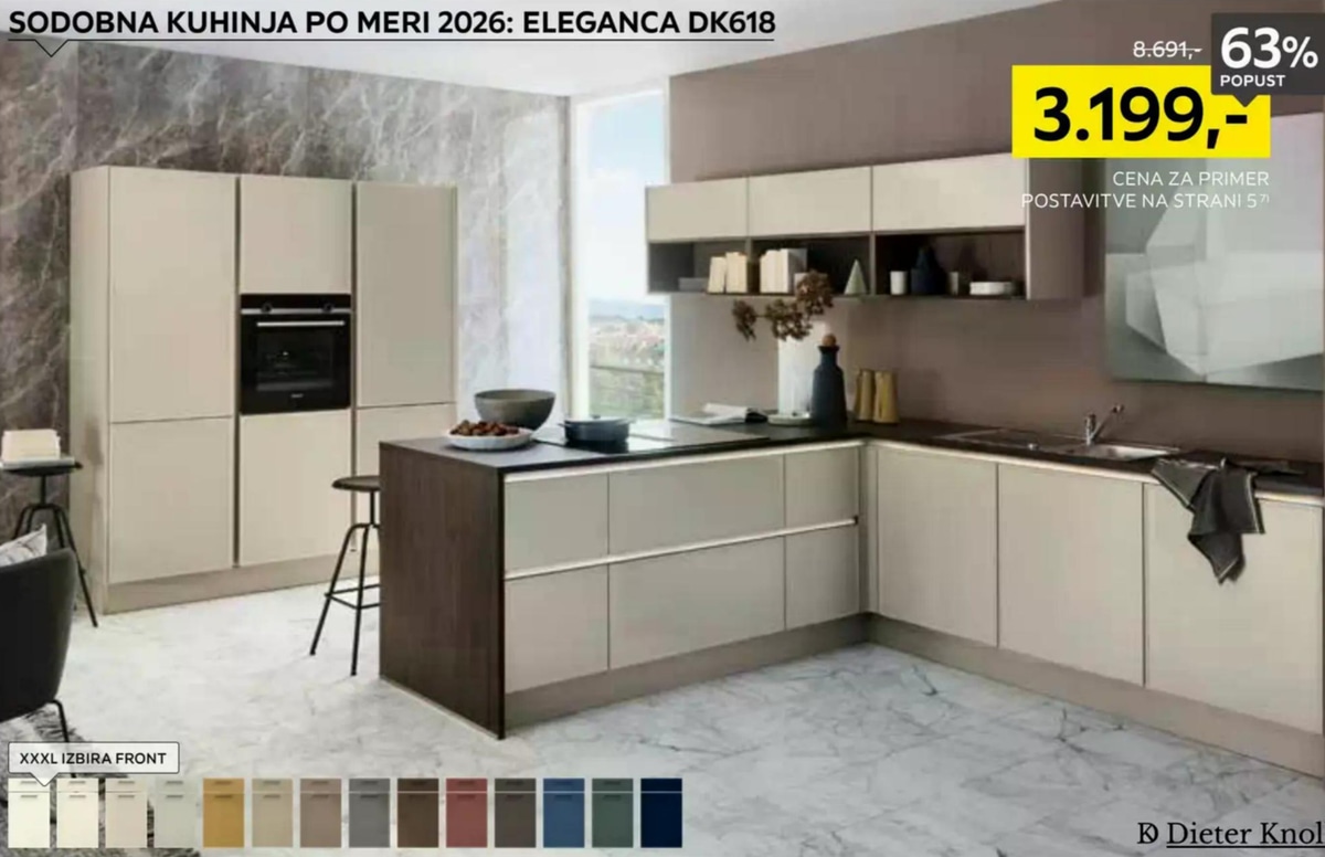 Kuhinja po meri Eleganza DK618 Dieter Knoll - Akcija u trgovini Lesnina