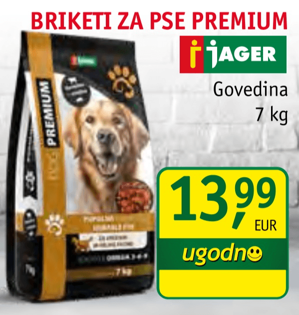 Premium briketi za pse Jager 7 kg - Akcija v trgovini Jager