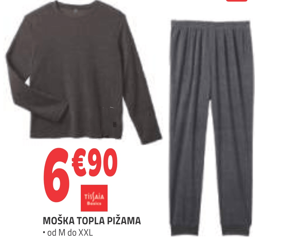 Moška topla pižama TISSAIA Basics - Akcija v trgovini E.Leclerc