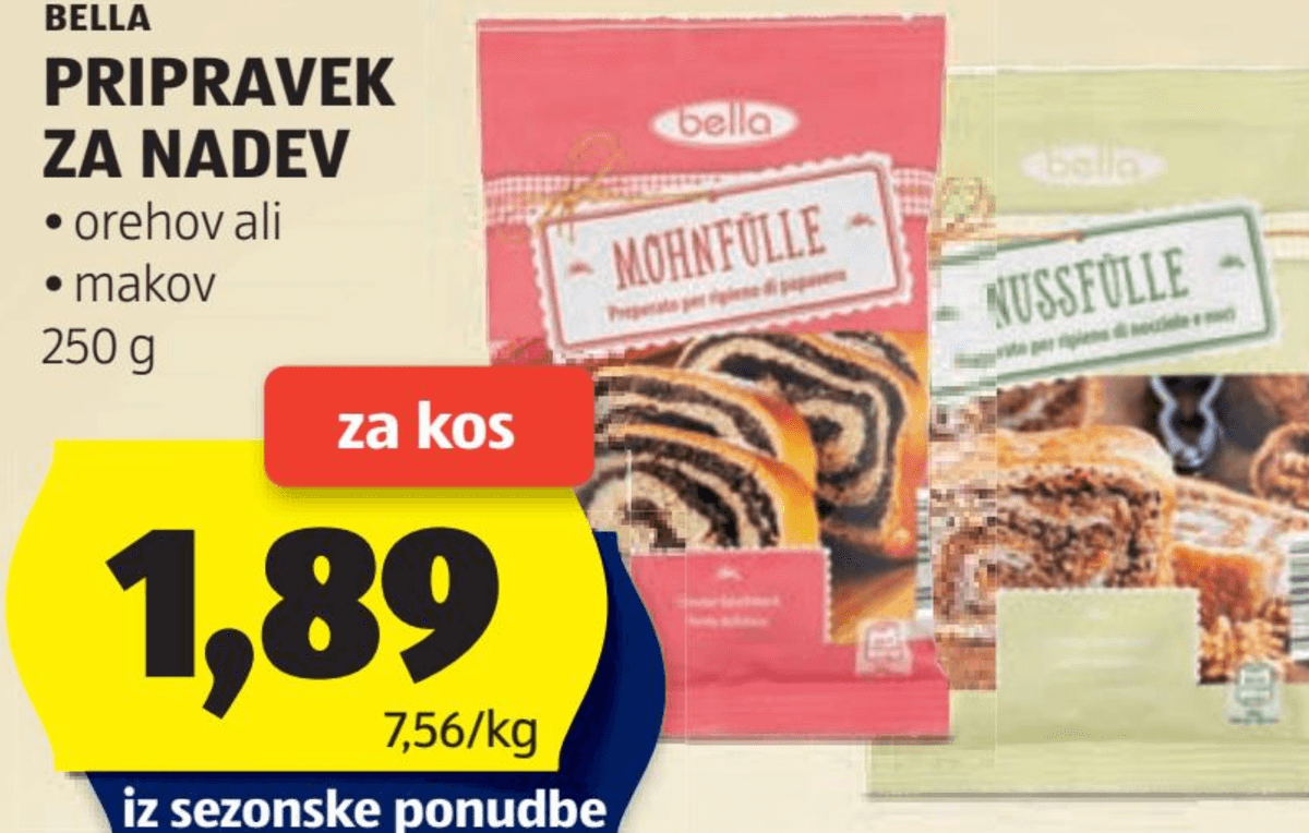 Bella Pripravek za nadev 250 g - Akcija v trgovini Hofer