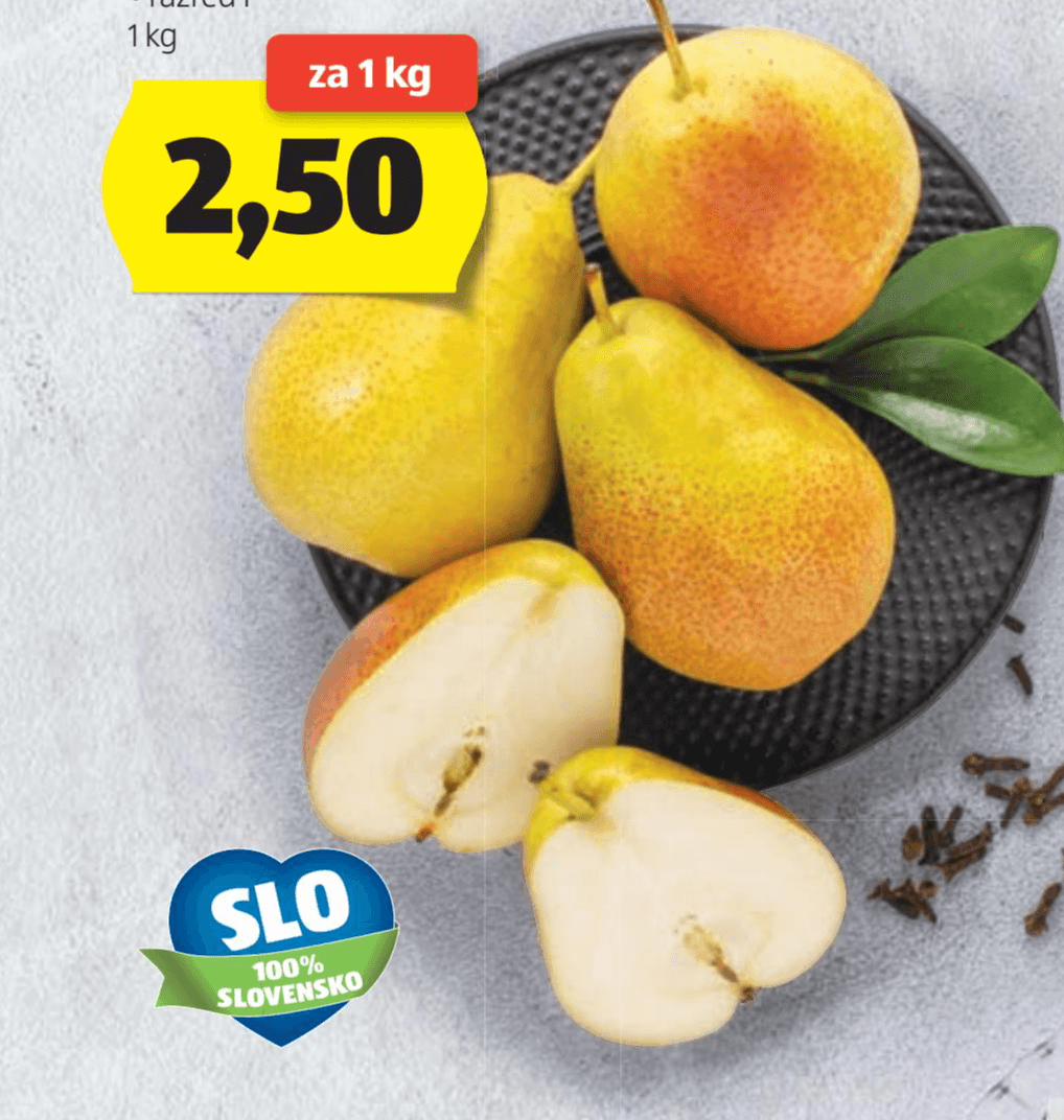 Hofer Tržnica slovenske hruške 1 kg Akcija v trgovini Hofer