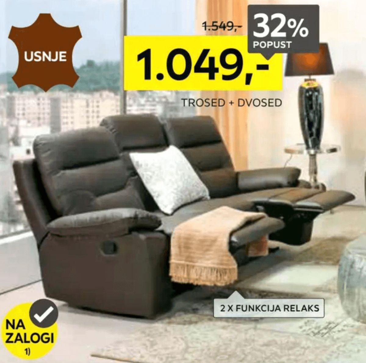 Sedežna garnitura xora - Akcija v trgovini Lesnina