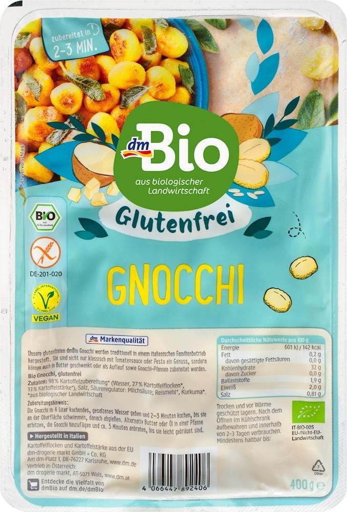 dmBio krompirjevi njoki brez glutena 400 g Akcija v trgovini Dm