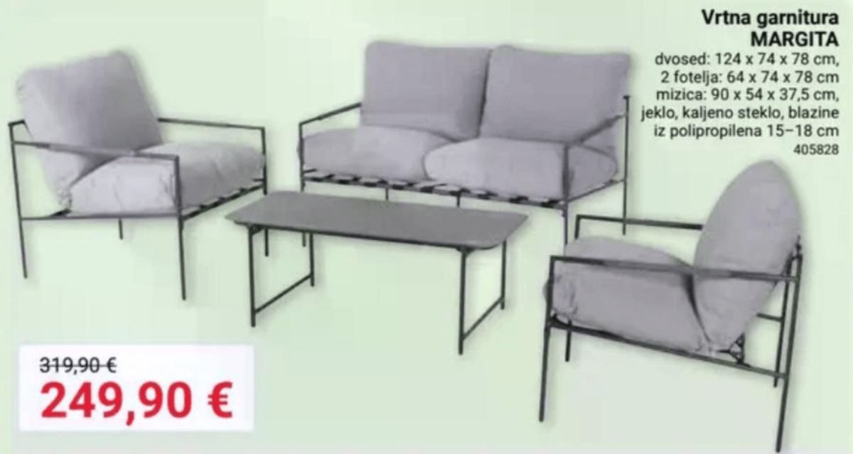 Vrtna garnitura MARGITA - Akcija v trgovini Pevex