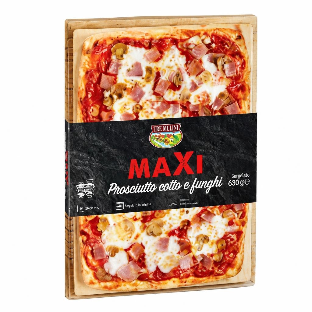 PIČA MAXI S ŠUNKO IN GOBAMI 630 g TRE MULINI - Akcija u trgovini Eurospin