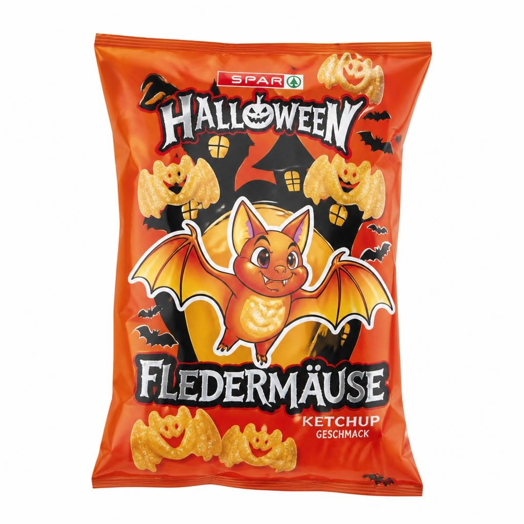 Slani prigrizek krompirjev in koruzni z okusom ketchupa Halloween 75 g Akcija v trgovini Spar