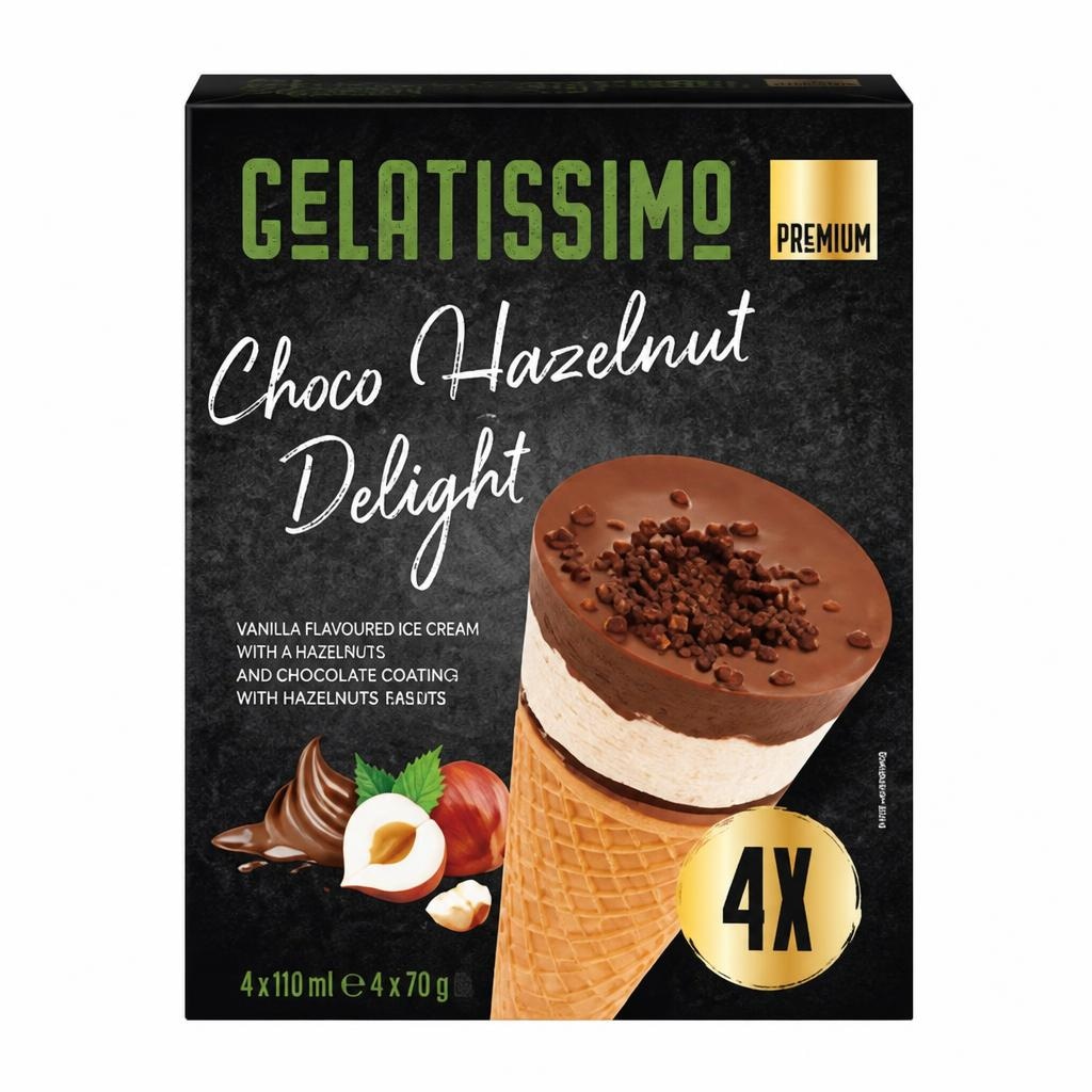 Kornet Gelatissimo Premium 4 x 110 ml Akcija v trgovini Mercator