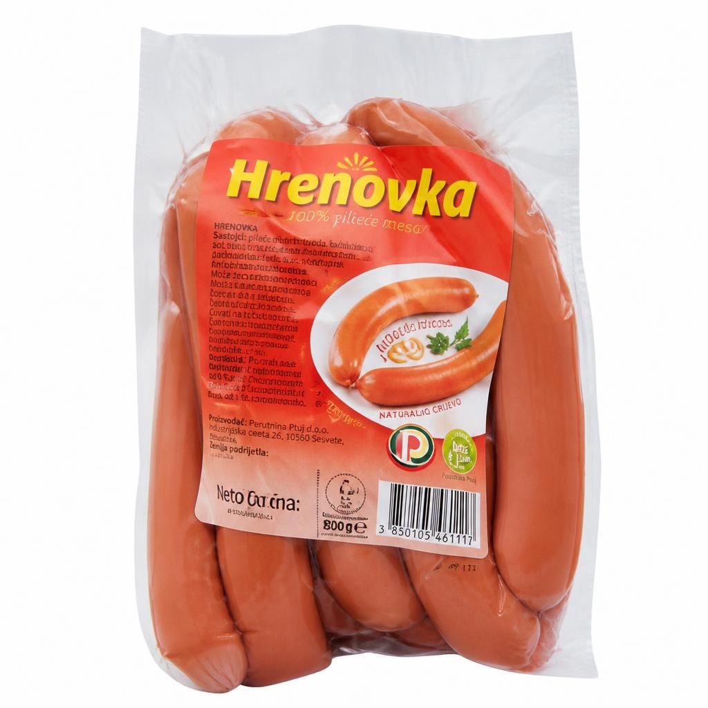 Piščančje hrenovke v naravnem ovoju 800 g Hrenovka Akcija v trgovini Eurospin
