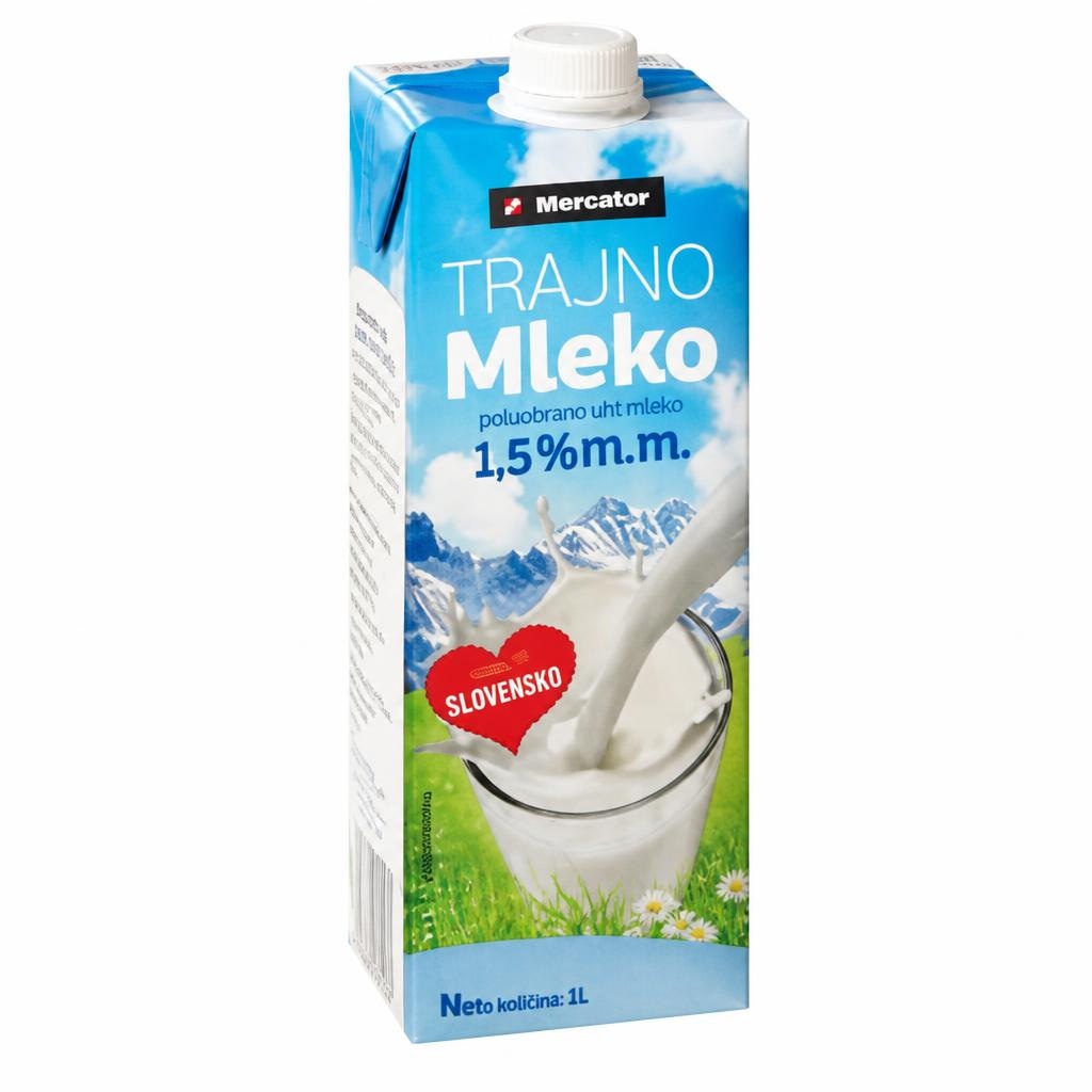 Trajno mleko Mercator 1 l Akcija v trgovini Mercator