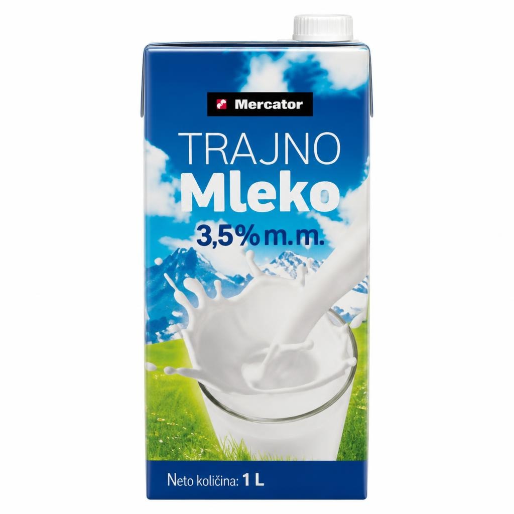 Trajno mleko Mercator 1 l Akcija v trgovini Mercator