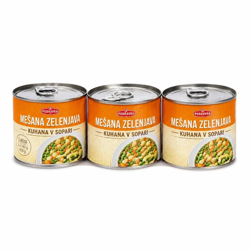 Mešana zelenjava, kuhana v sopari 3 kosi, 3 x 140 g Macedonia di Verdure Akcija v trgovini Eurospin