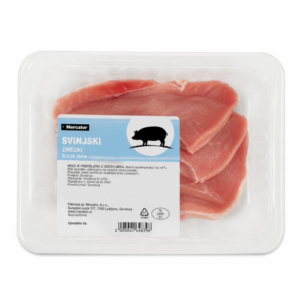Svinjski zrezki iz stegna Mercator 400 g Akcija v trgovini Mercator