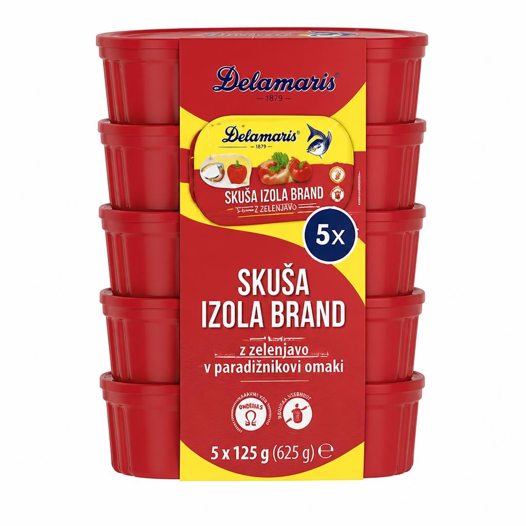 Delamaris skuša Izola Brand z zelenjavo v paradižnikovi omaki 5 x 125 g Akcija v trgovini Tuš